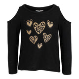 Long Sleeve Cold Shoulder with Leopard Hearts - Denny's
