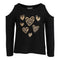 Long Sleeve Cold Shoulder with Leopard Hearts - Denny's