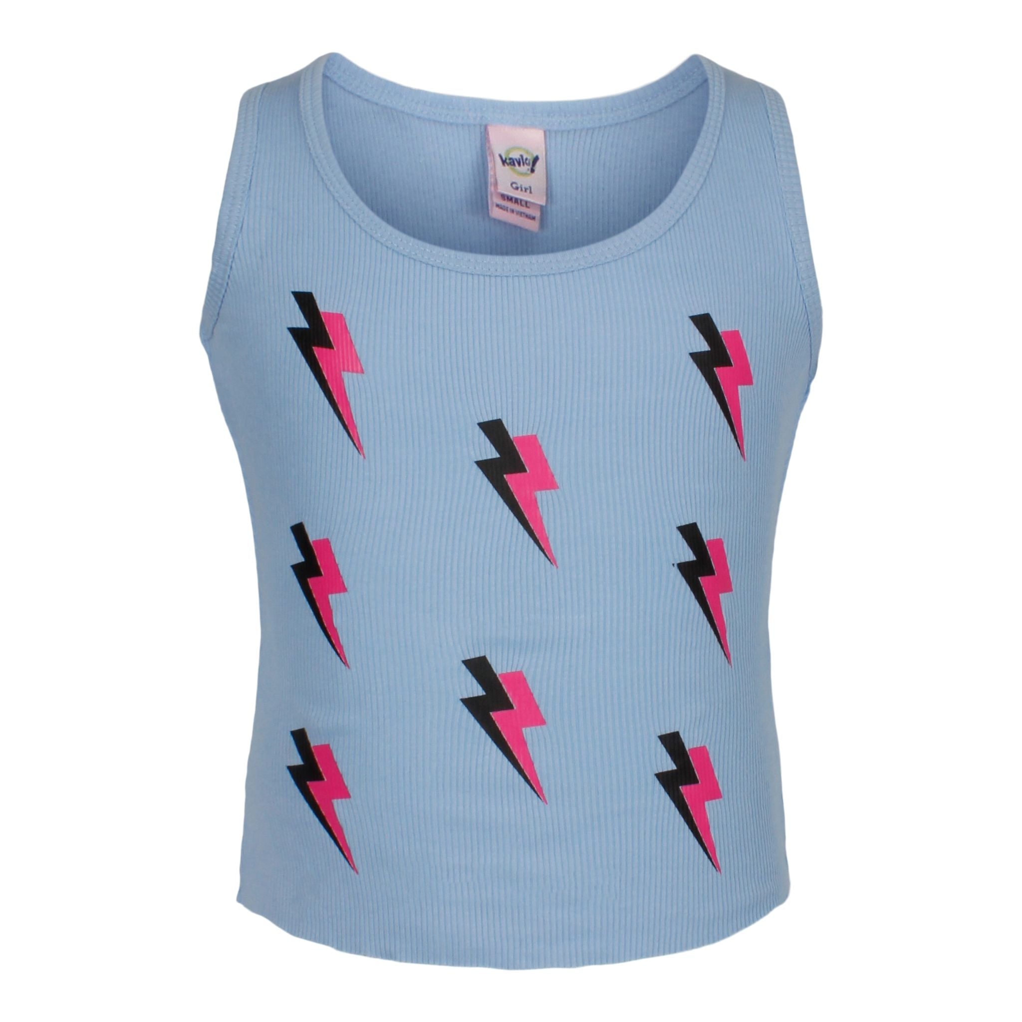 Pink & Black Bolts Rib Tank - Denny's