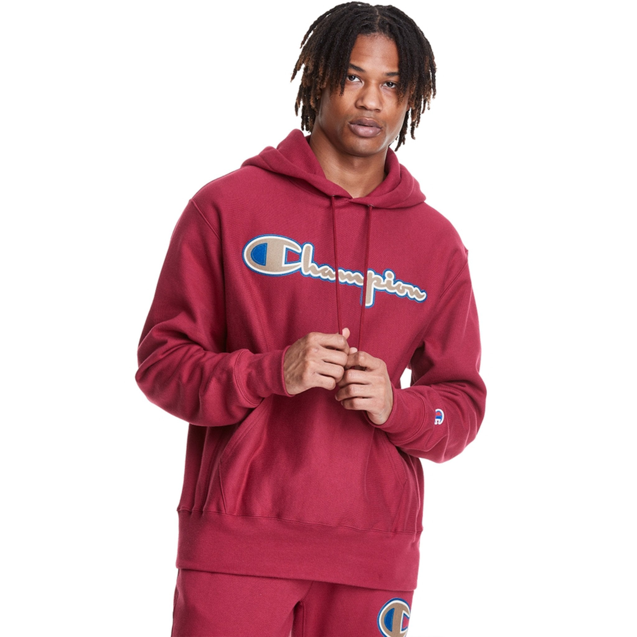 Reverse Weave Felt Script Hoodie - Denny's