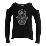 Long Sleeve Cold Shoulder with Hamsa Hand - Denny's