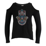 Long Sleeve Cold Shoulder with Hamsa Hand - Denny's