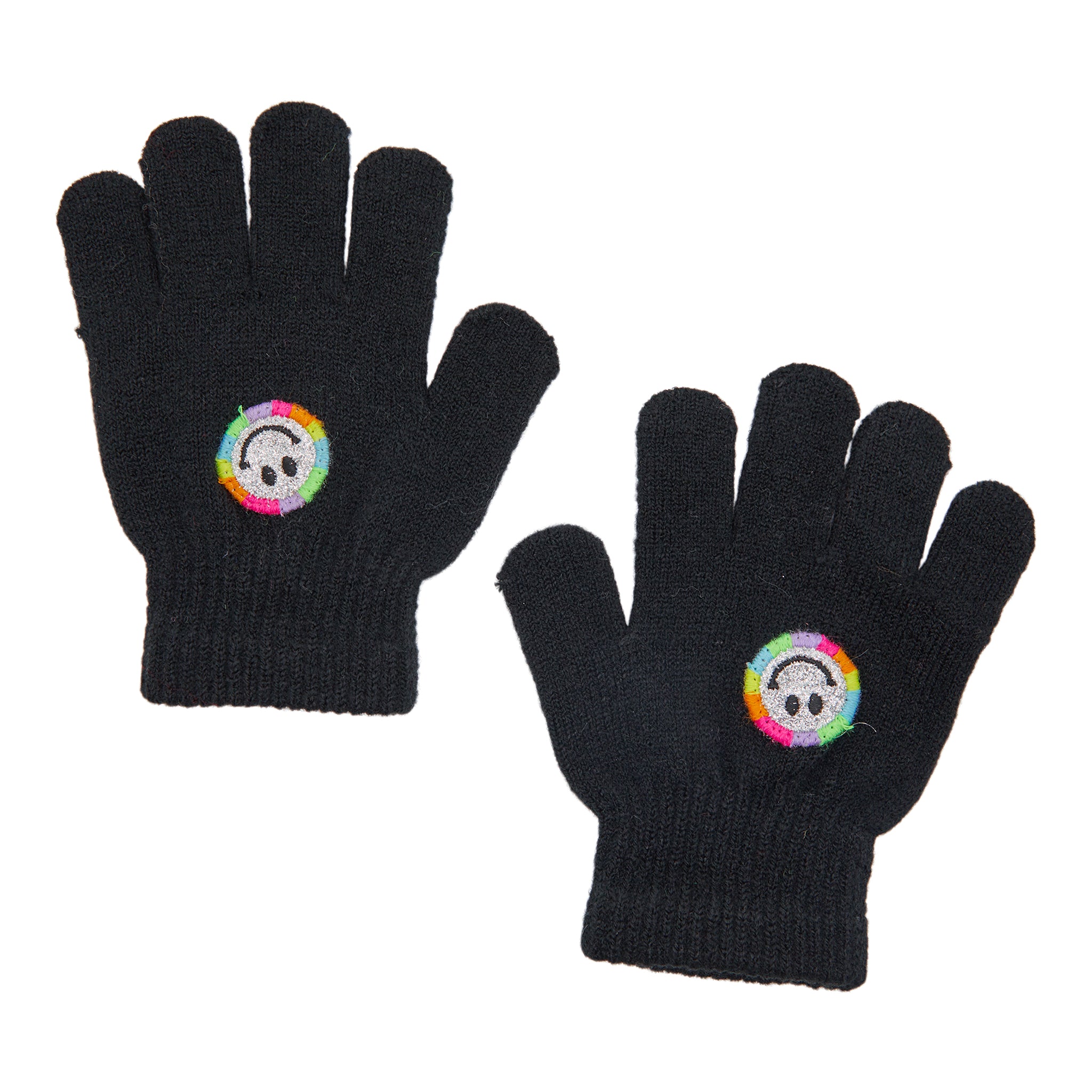 Silver Glitter Smiley Gloves - Denny's