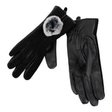 Suede and Leather Fur Pom Glove - Denny's