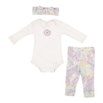 3pc Lavendar Multi Tie Dye Waffle Onsie Set - Denny's