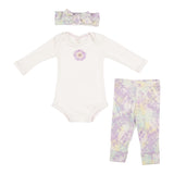 3pc Lavendar Multi Tie Dye Waffle Onsie Set - Denny's