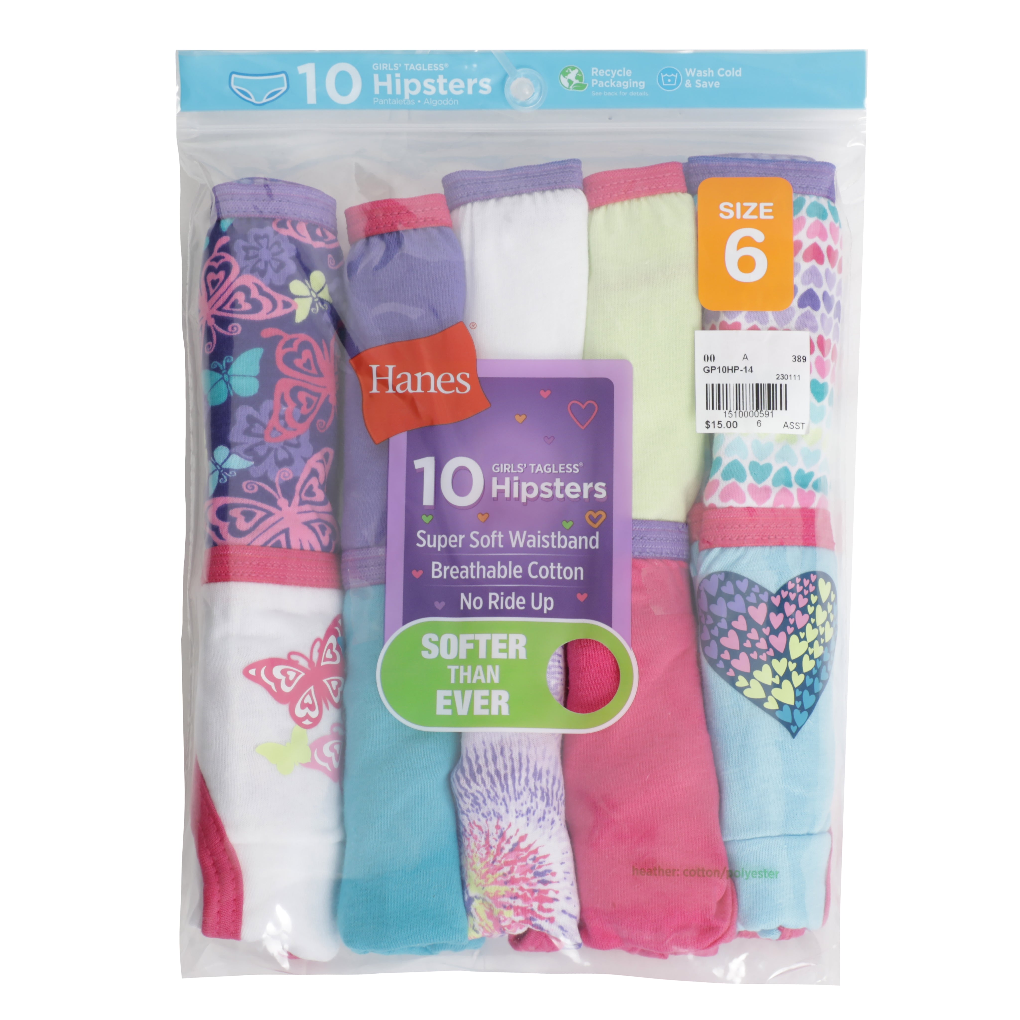 Girl`s 10pk Hipster - Denny's