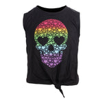 Knot Front Muscle Tank w Ombre Heart Skull - Denny's