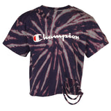 Short Sleeve Spiral Bleach Crop Cut Logo Tee - Denny's