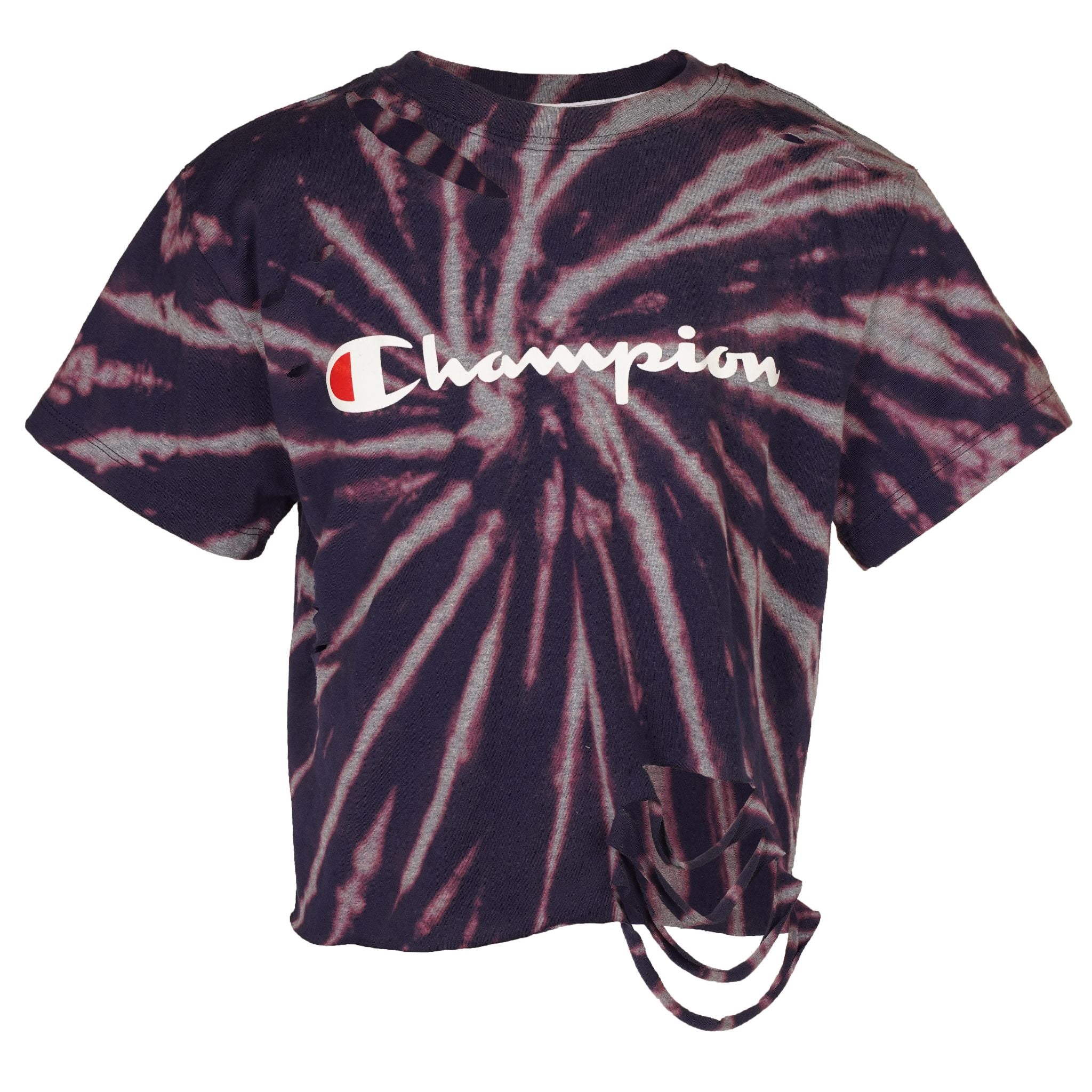 Short Sleeve Spiral Bleach Crop Cut Logo Tee - Denny's