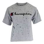 Short Sleeve Cropped Logo Tee with Paint Splatter - Denny's