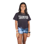 Short Sleeve Ripped Crop Logo Tee - Denny's