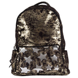 Star Print On Pocket Metallic Shimmer Backpack - Denny's