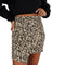 Leopard Asymmetrical Mini Skirt with Zipper - Denny's