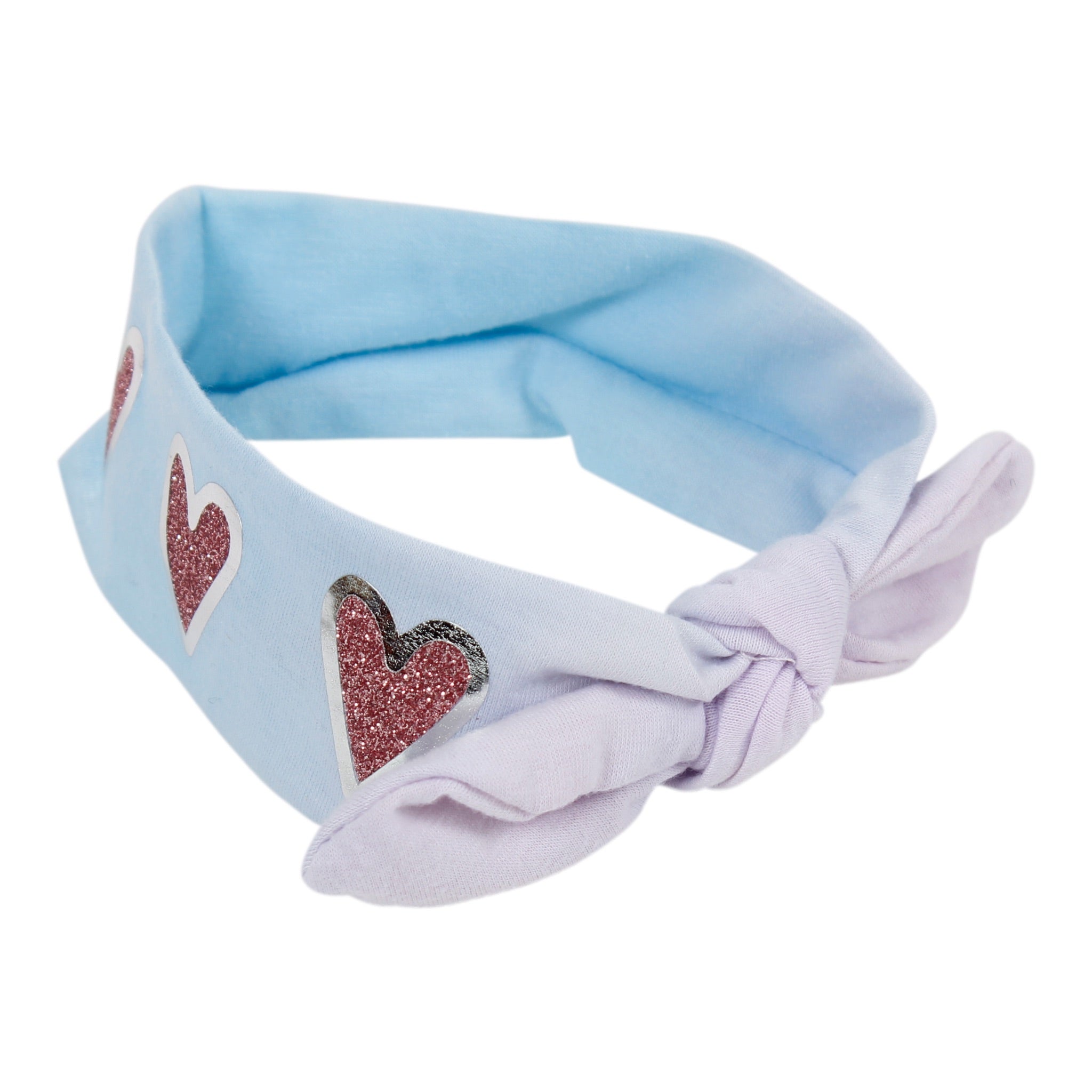 Pink & Aqua Tie Dye Headband with Glitter Hearts - Denny's