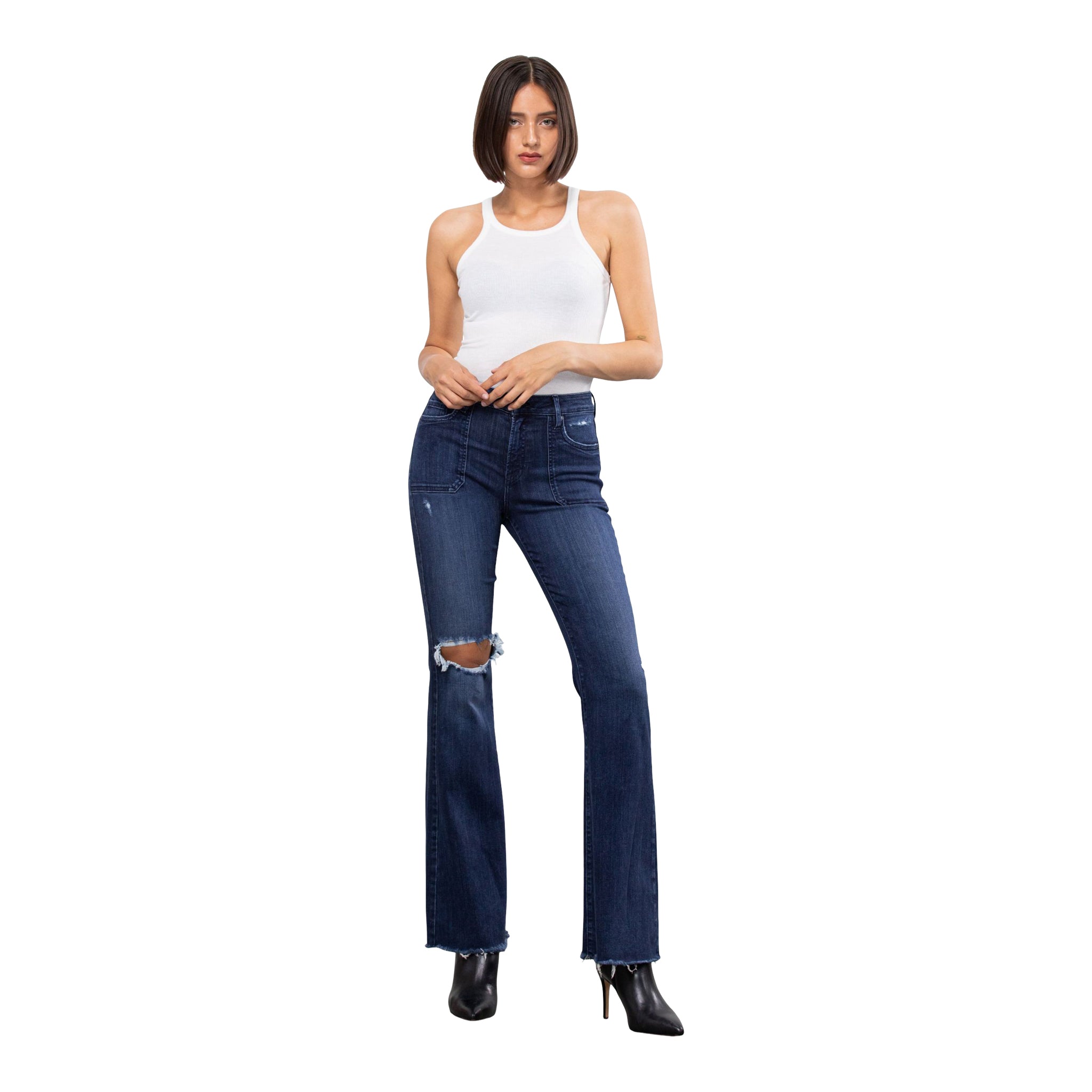 Mid Rise 31" Cargo Pocket Flare Jean - Denny's