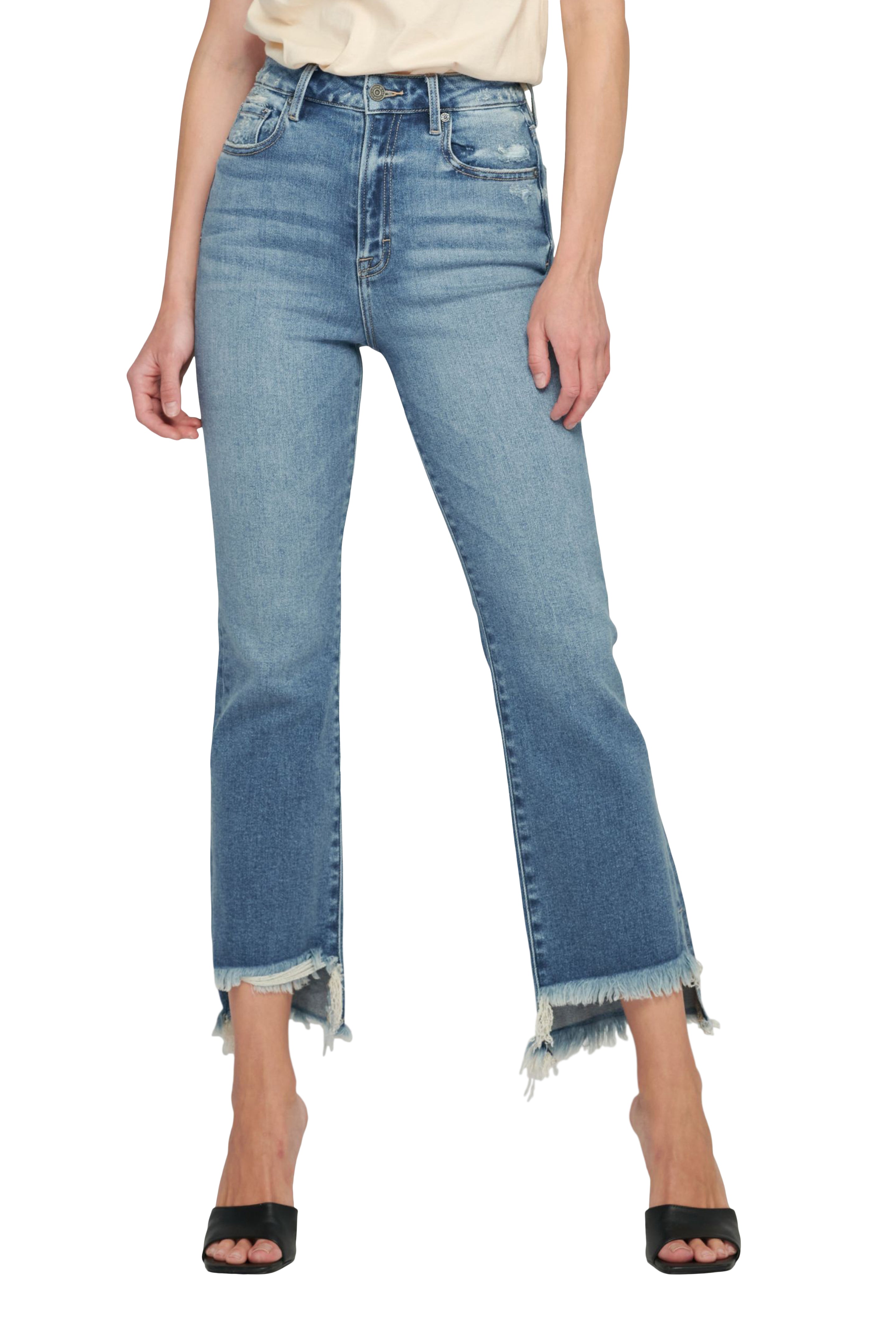 Frayed Step Hem Crop Flare - Denny's