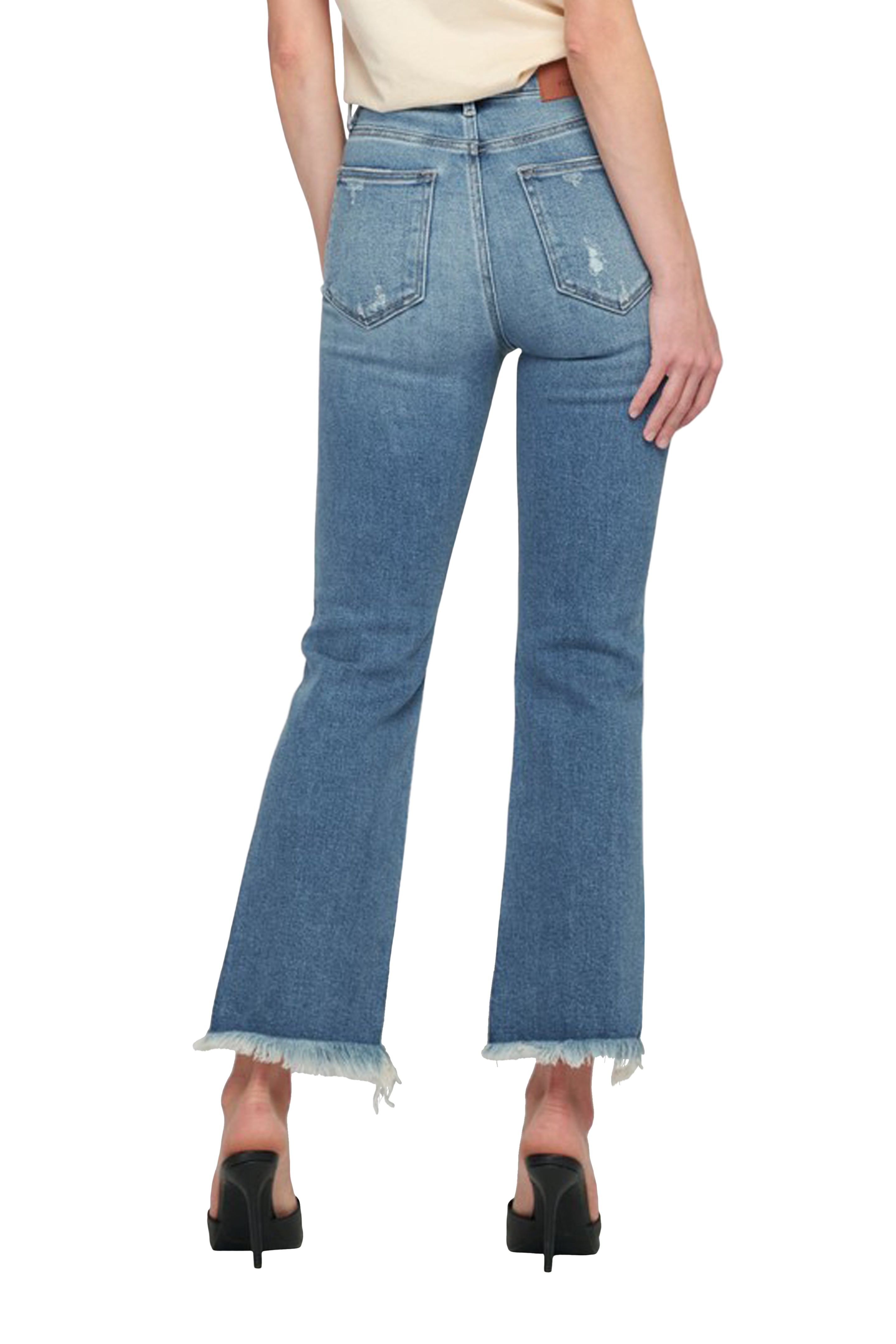 Frayed Step Hem Crop Flare - Denny's