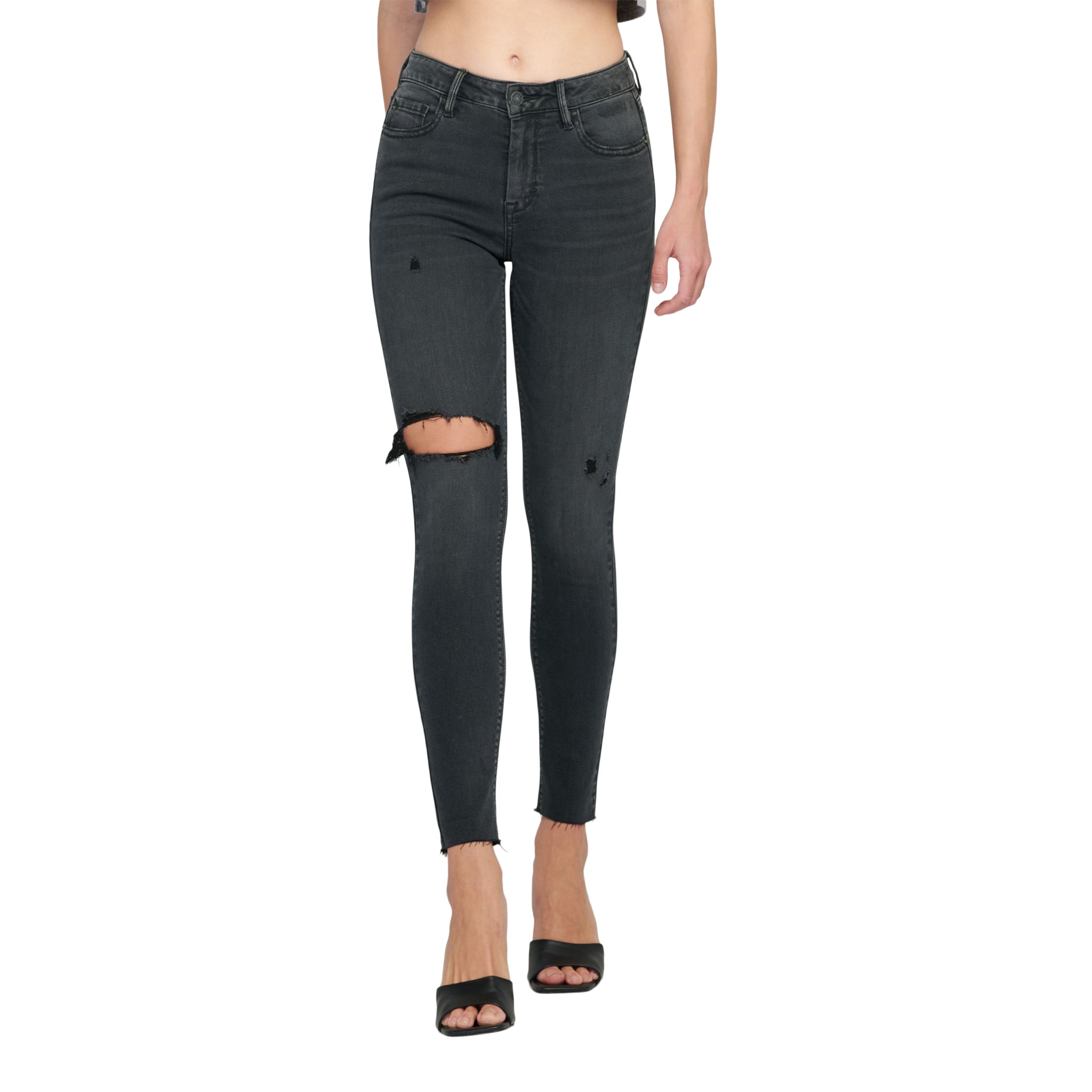 Amelia Mid Rise Raw Hem Skinny Jean - Denny's
