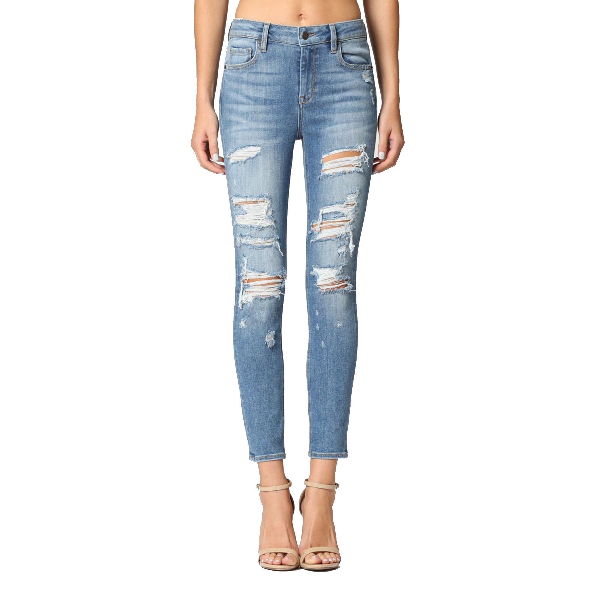 High Rise Ripped Skinny Jean - Denny's