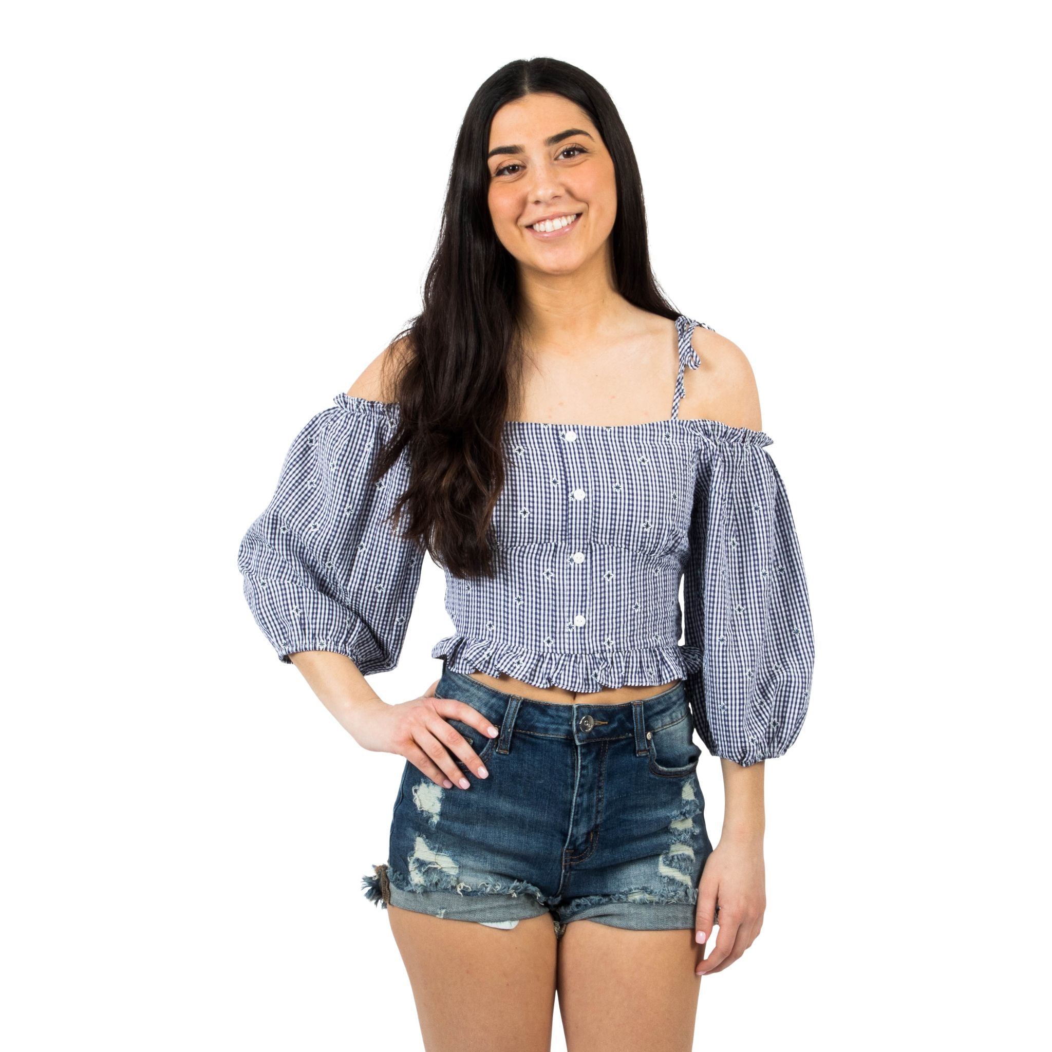Gingham Off Shoulder Top - Denny's