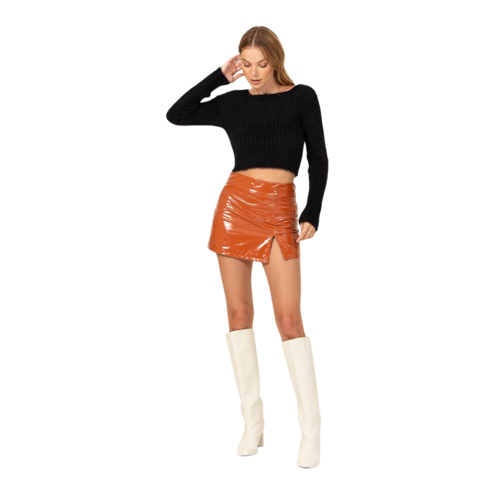 Crop Solid Sweater - Denny's