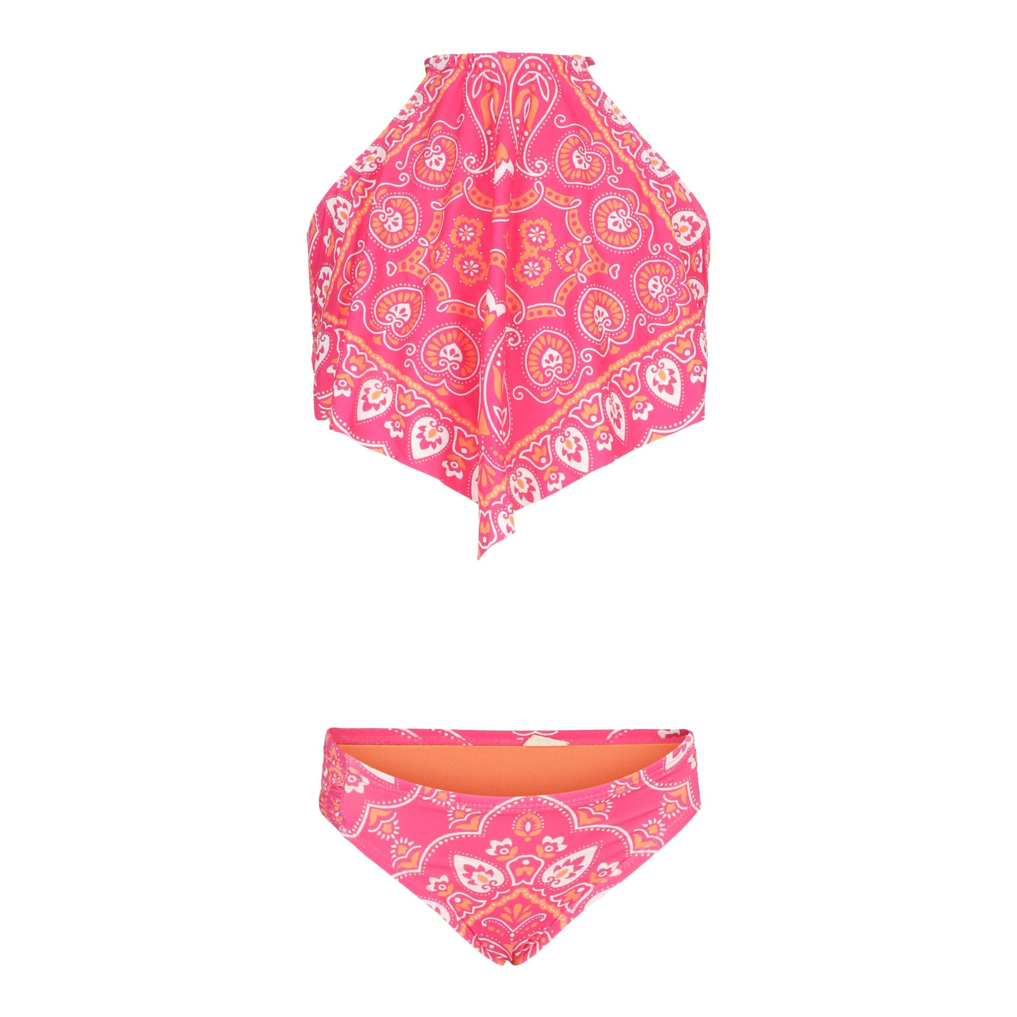 2pc Hi-neck Strawberry Bandana Bikini - Denny's