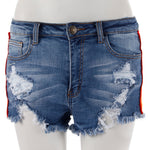 Rainbow Stripe Cut Off Short - Denny's