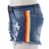 Rainbow Stripe Cut Off Short - Denny's