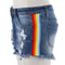 Rainbow Stripe Cut Off Short - Denny's