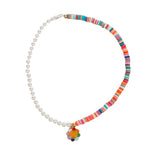 Smiley Flower Half Pearl Half Heishi Necklace - Denny's