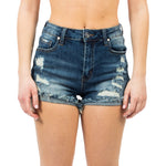 High Rise Side Cuff Denim Short - Denny's