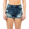 High Rise Side Cuff Denim Short - Denny's