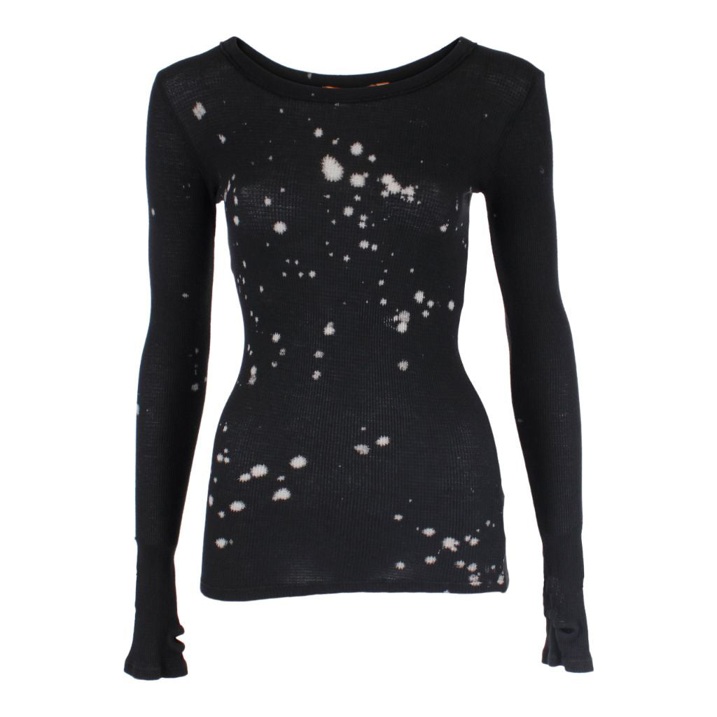 Long Sleeve Splatter Tie Dye Thermal Crew with Thumbhole - Denny's