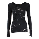 Long Sleeve Splatter Tie Dye Thermal Crew with Thumbhole - Denny's