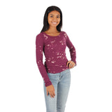 Long Sleeve Splatter Tie Dye Thermal Crew with Thumbhole - Denny's