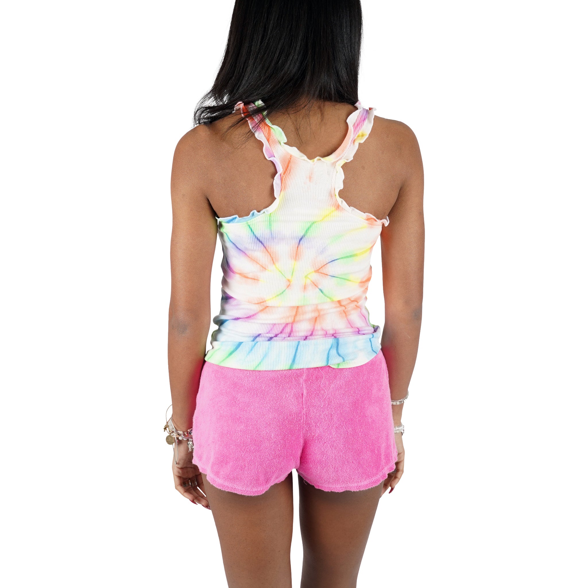 Neon Tie Dye Ruffle Tank - Denny's