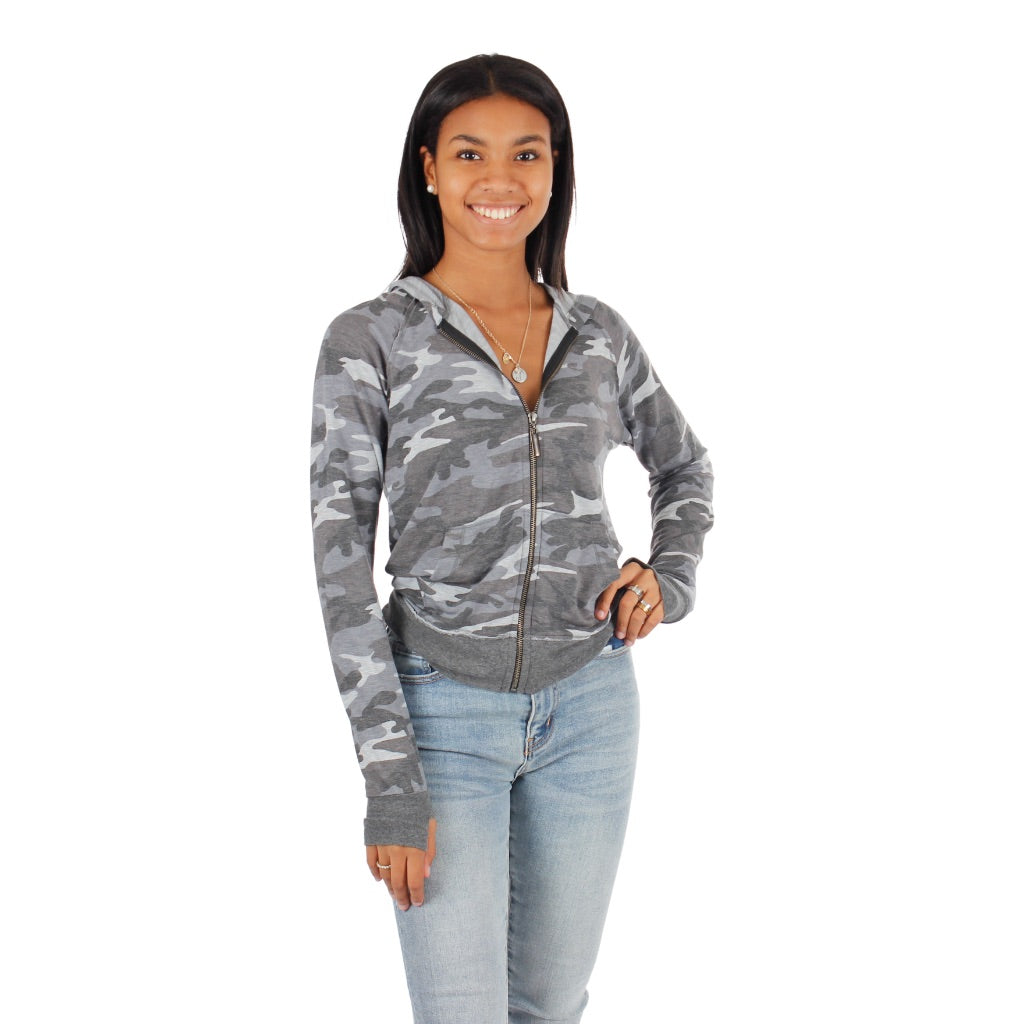 Camo Zip Hoodie with Thumbhole - Denny's