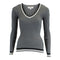 Long Sleeve Ripped V-Neck with Striped Trim - Denny's