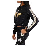 Bleach Splatter Hoody with Metallic Stars & Stripe - Denny's