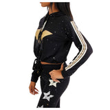 Bleach Splatter Hoody with Metallic Stars & Stripe - Denny's
