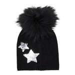 Flippy Sequin Hat Real Fur Pom Hat - Denny's