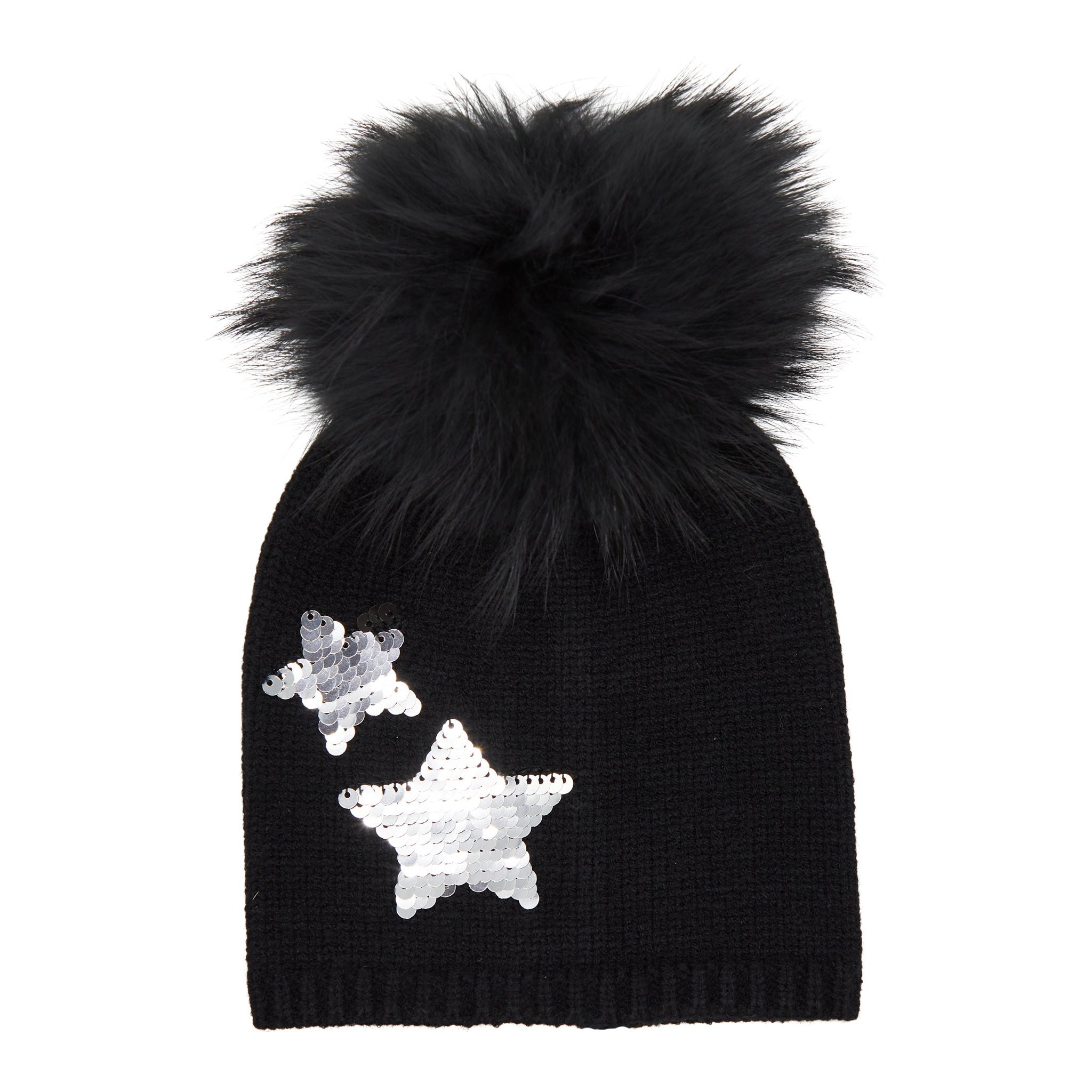 Flippy Sequin Hat Real Fur Pom Hat - Denny's