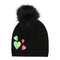 Rainbow Foil Print Heart Faux Pom Hat - Denny's