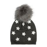 Foil Print Star Faux Pom Hat - Denny's