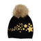 Gold Foil Stars Faux Pom Beanie - Denny's