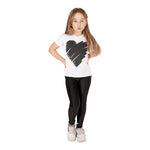 Asymmetrical Short Sleeve Tee w Scribble Black Heart - Denny's
