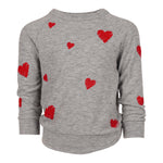 Long Sleeve Pullover with Red Scribble Hrts - Denny's