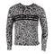 Long Sleeve Cut Neck Leopard Top Hacci w Black Stripes - Denny's