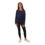Long Sleeve Cold Shoulder Mineral Wash Thermal - Denny's